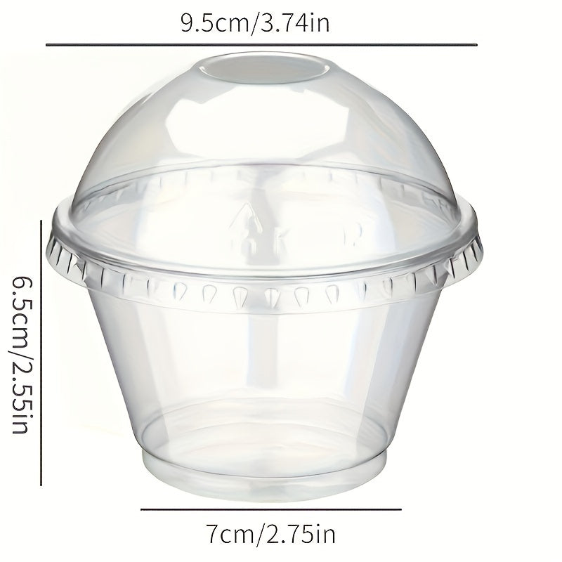 Disposable Plastic Cups with Dome Lids Pack of 50 or 100 for Ice Cream Desserts