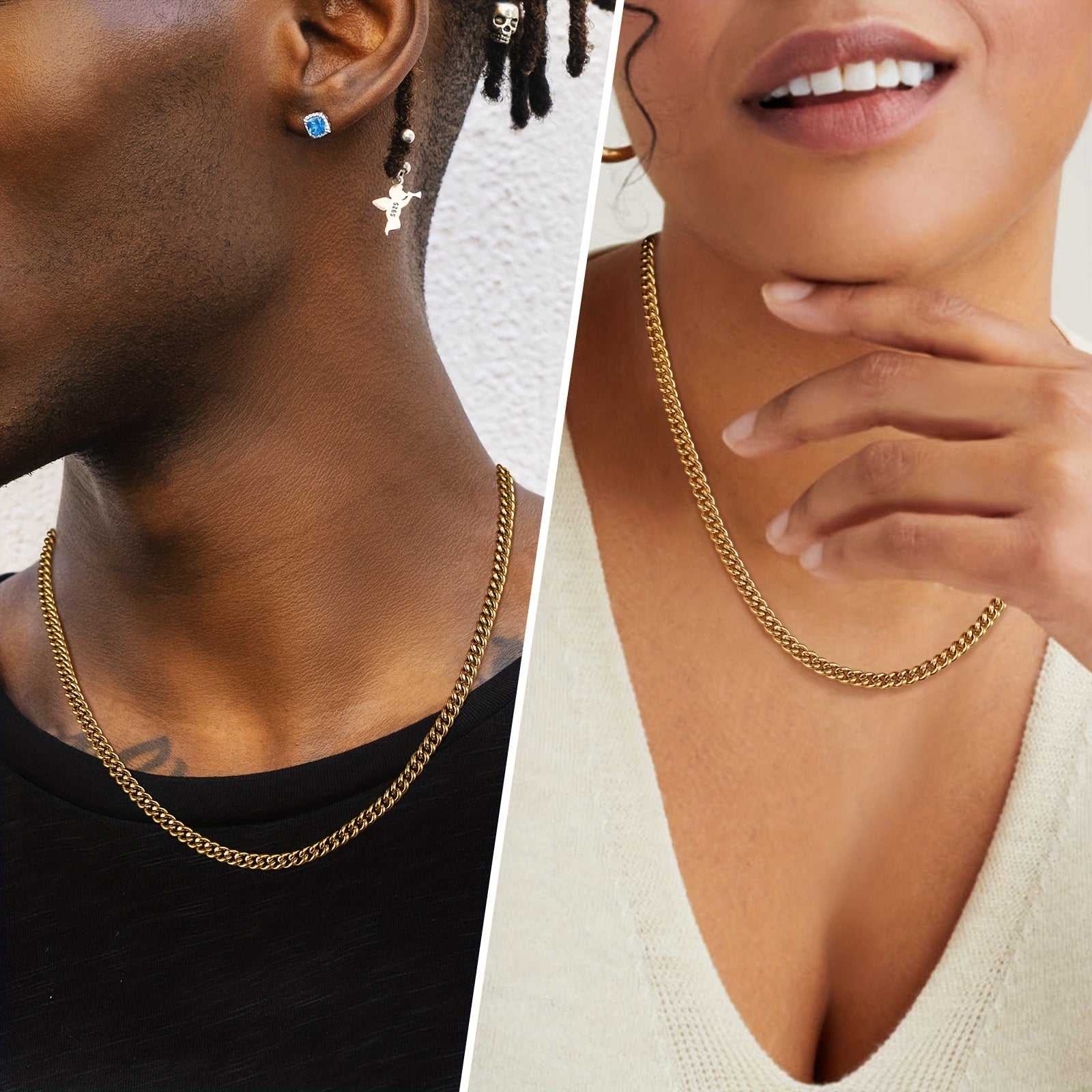 316 Titanium po'latdan yasalgan Kuban taqinchoq, 5mm keng, uniseks, Hip-Hop uslubidagi zargarlik buyumlari