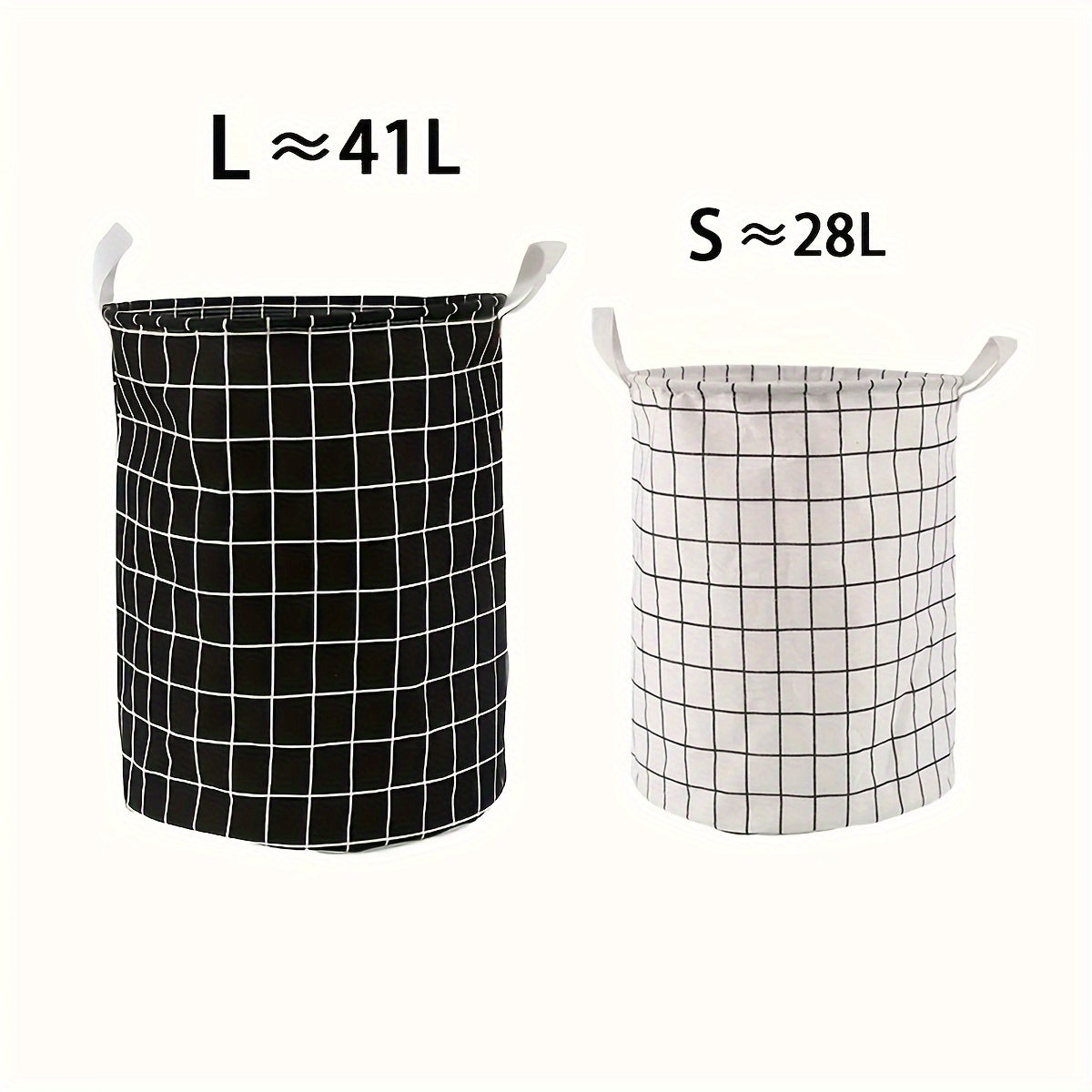 Large Foldable Waterproof Laundry Basket with Toy Storage Cotton Linen Plaid