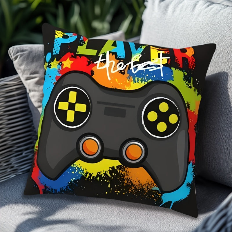 Reversible Gaming Throw Pillow Cover 44x44cm for Game Room Couch Decor