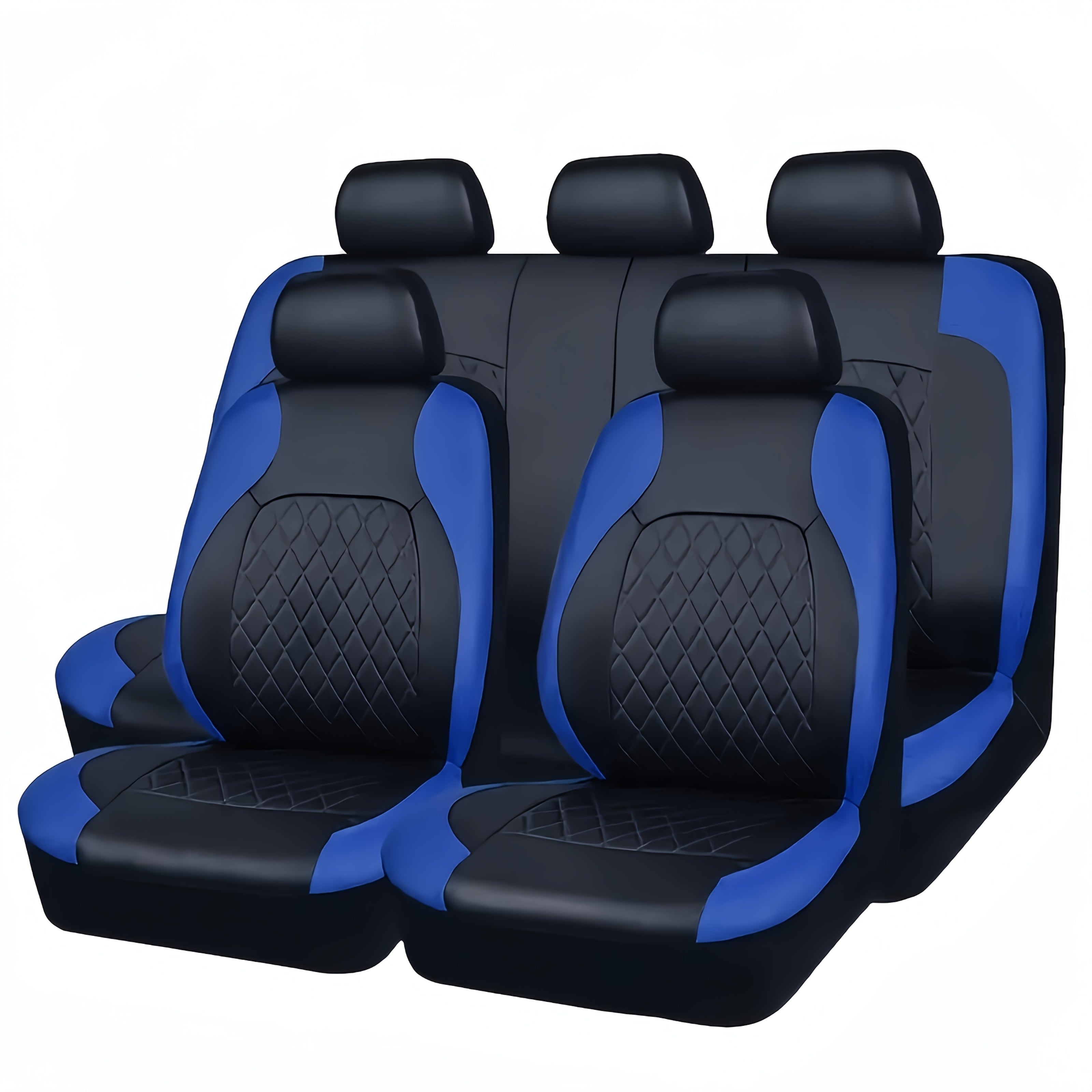Universal PU Leather Car Seat Covers Full Set Breathable Airbag Compatible Fits Cars Trucks SUVs