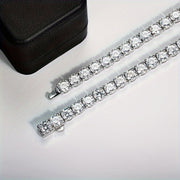 Sterling Silver Moissanite Tennis Necklace 6.5mm Mixed Row 18 20 22 Inches