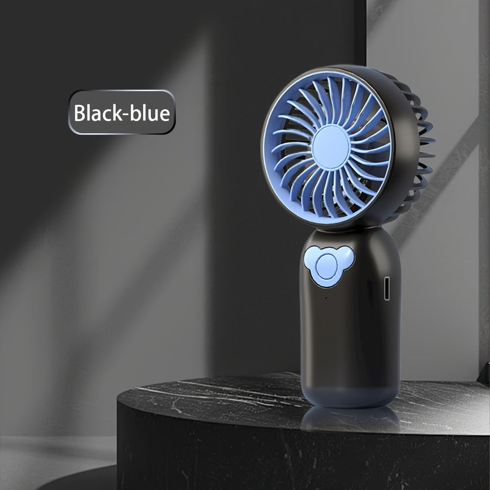 Мини-вентилятор с перезаряжаемой батареей USB с 3 скоростями, аккумулятор 500 мАч, носимый для офиса, на улице, в путешествиях, черный, фиолетовый