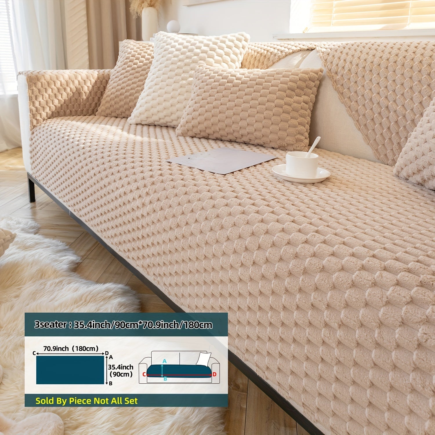 Cojín de sofá nórdico de felpa con diseño antideslizante para todas las estaciones