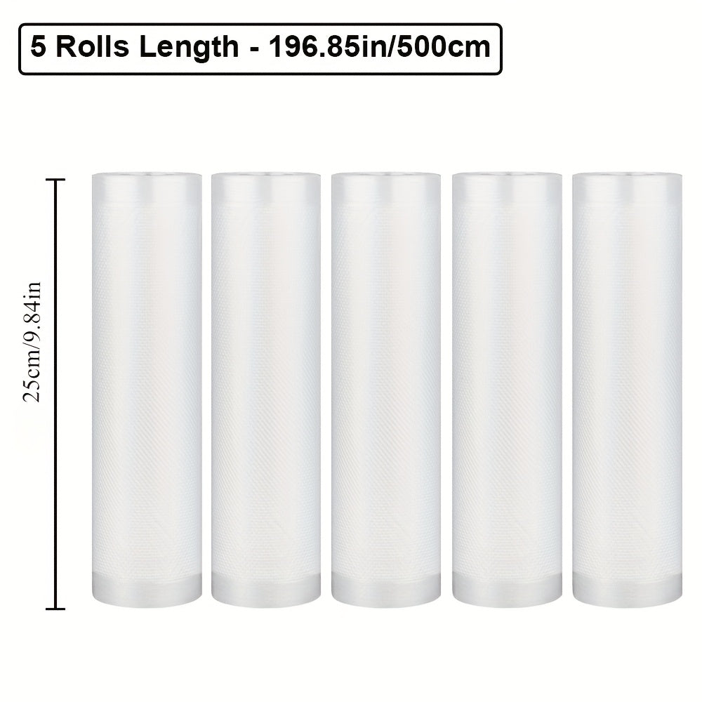 5-Piece 5.0 Meter Vacuum Sealer Bags for Food Storage and Preservation