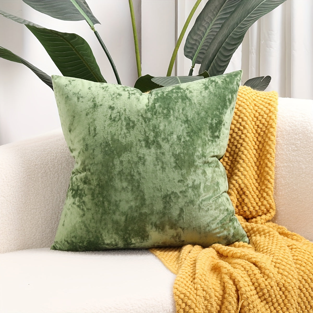 Velvet Throw Pillow Cover with Speckled Texture for Sofa and Bed 100% Polyester