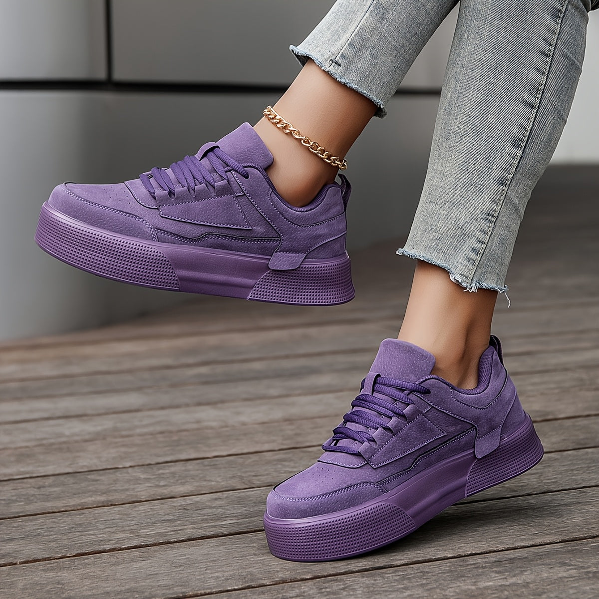 Women's Pink Low-Top Skate Sneakers Casual Outdoor Shoes With EVA Sole