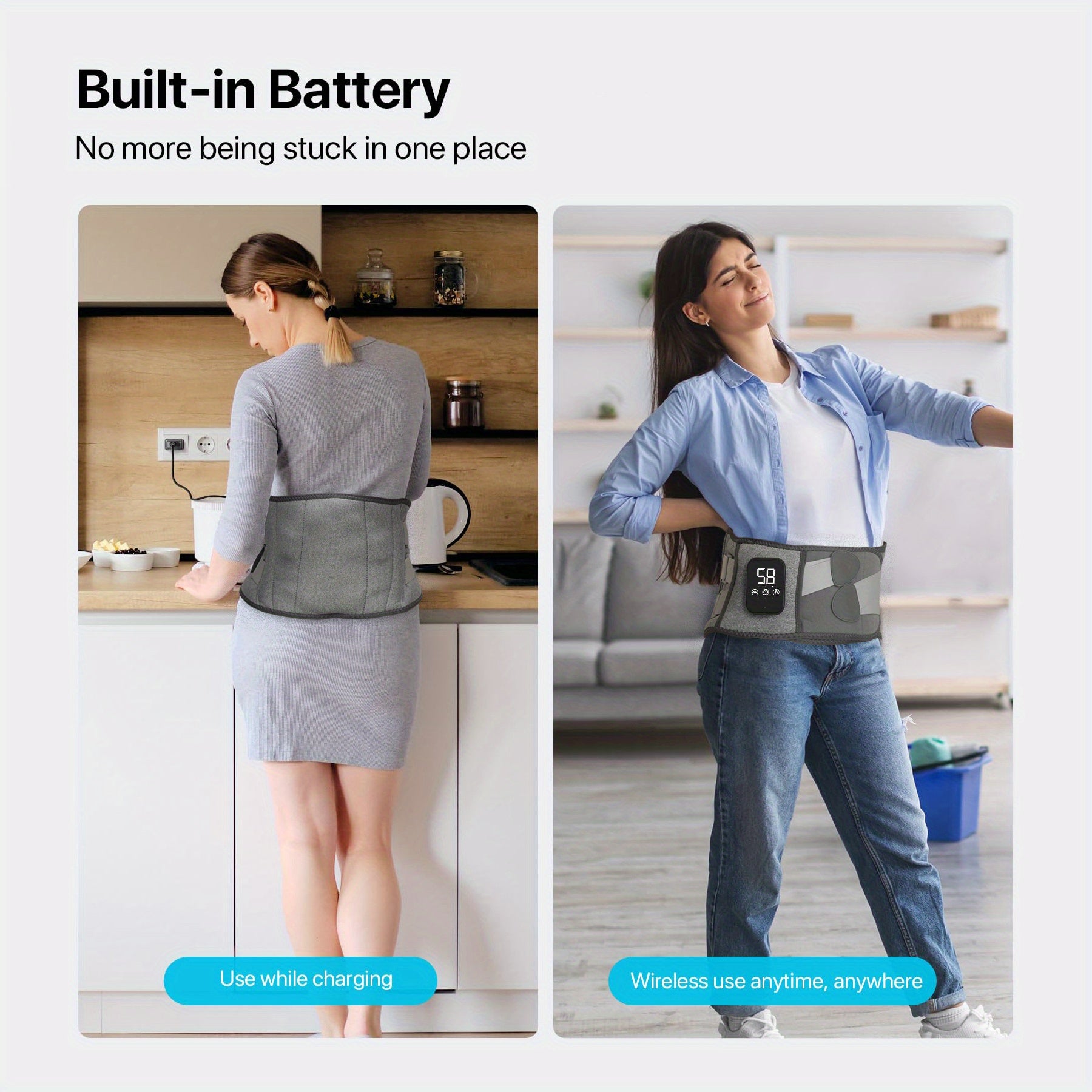 Portable Back Massager with Heat Vibration 3 Heat Settings Auto-Off