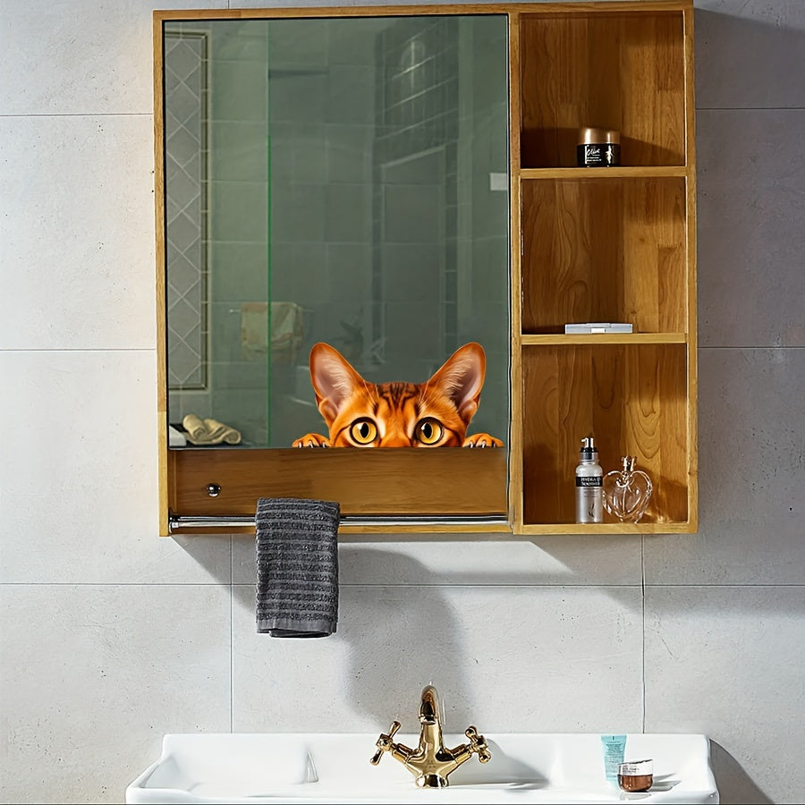 Cute Peeking Cat Window Sticker Removable Decor for Car, Door, Home