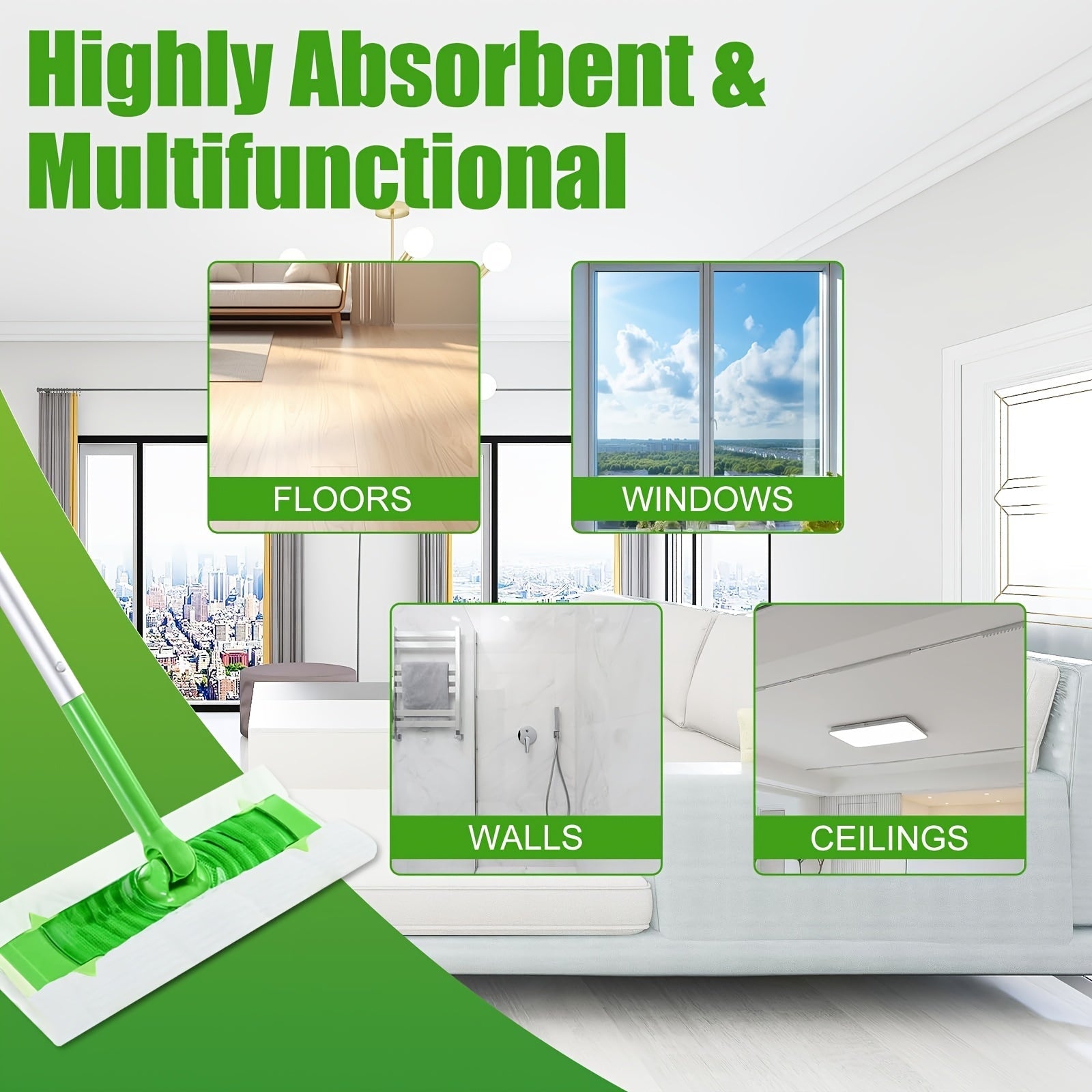 Disposable Mop Pads for Floor Cleaning Machines, Absorbent and Easy to Use