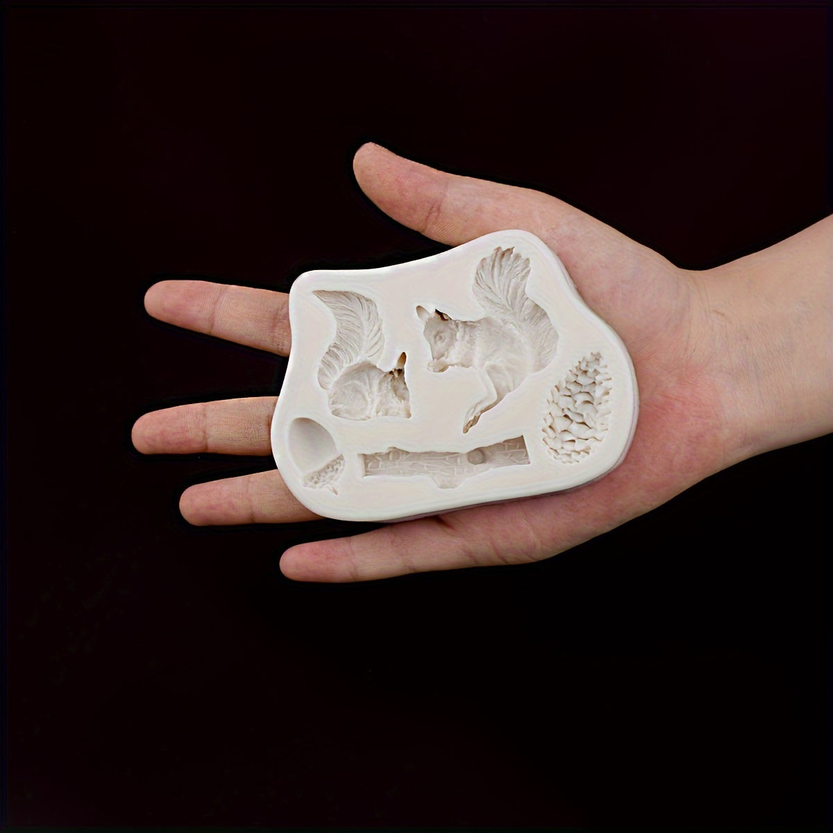 Forest Silicone Mold for Candies, Fondants, and Biscuits with Squirrel and Mushroom Shapes