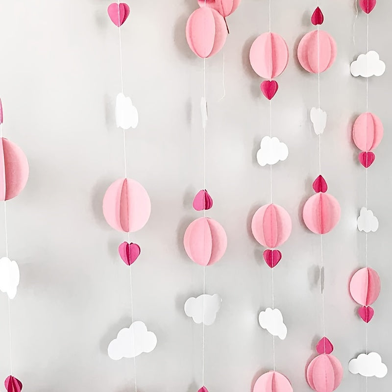 Decoración de pared con corazón de papel 3D, nube y flor para el hogar