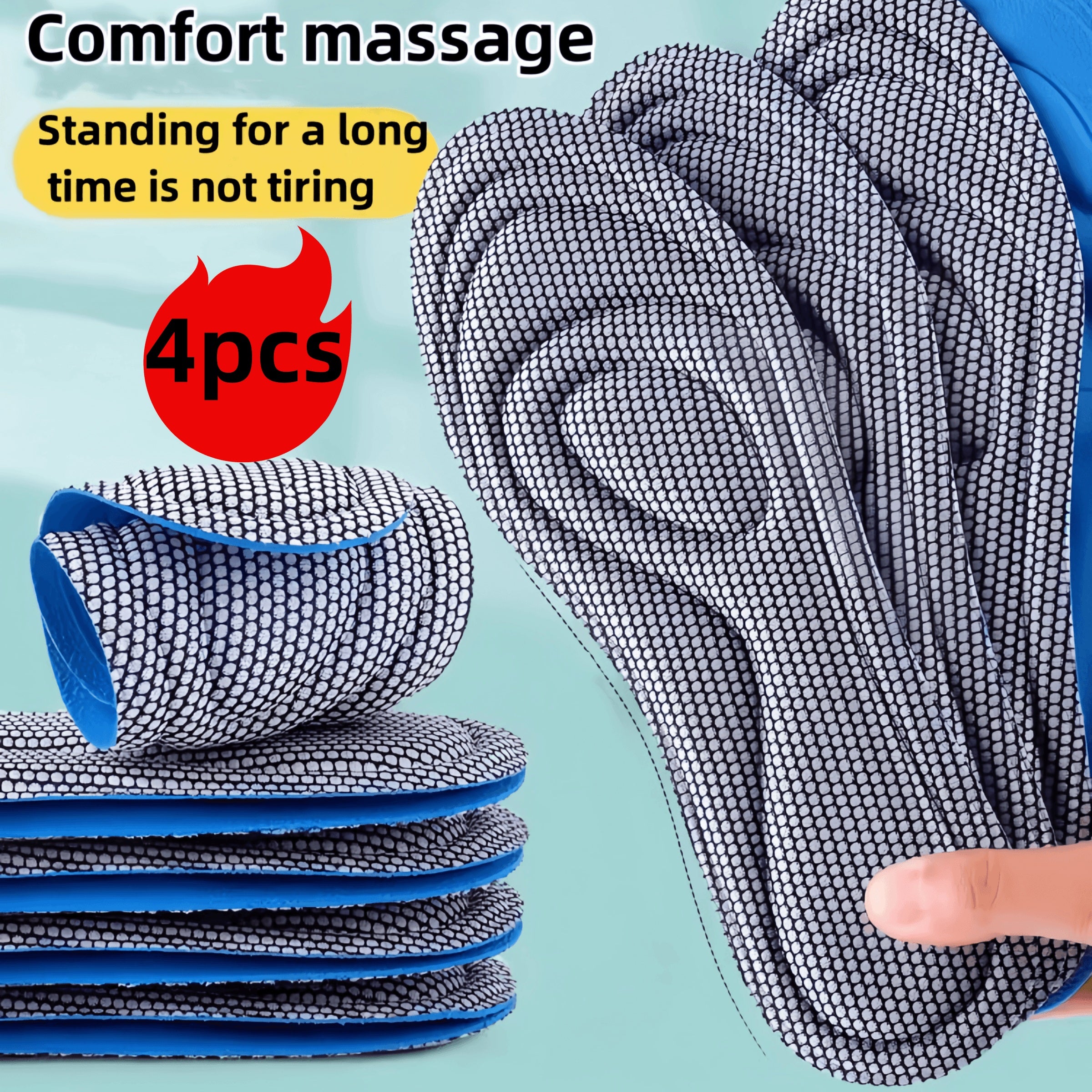 Unisex Memory Foam Insoles for Sports Running Shoes Odor-Resistant Breathable Sweat-Absorbing Set of 4