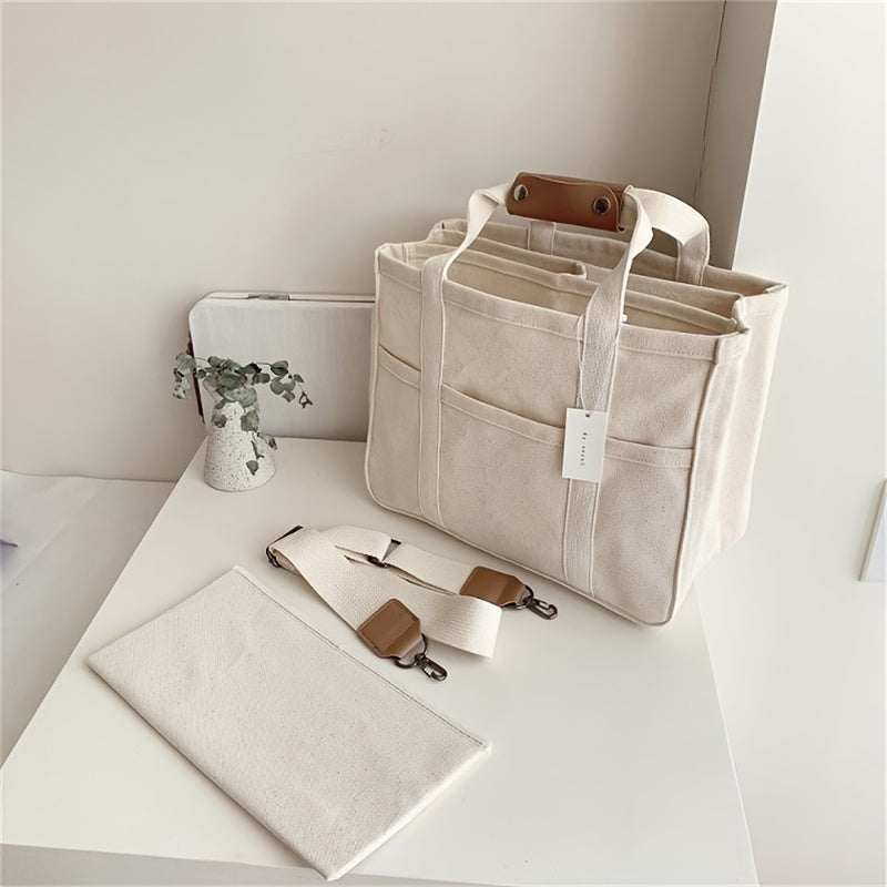 Car Organizer Bag Canvas Tote with Divided Sections and Multiple Pockets