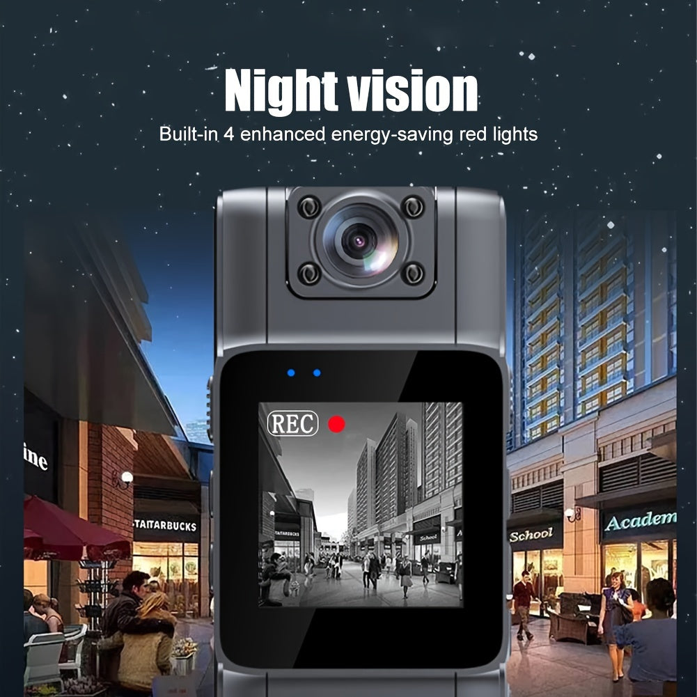 Full HD Body Camera with 180° Rotatable Lens Night Vision 1080p IPS Screen Rechargeable