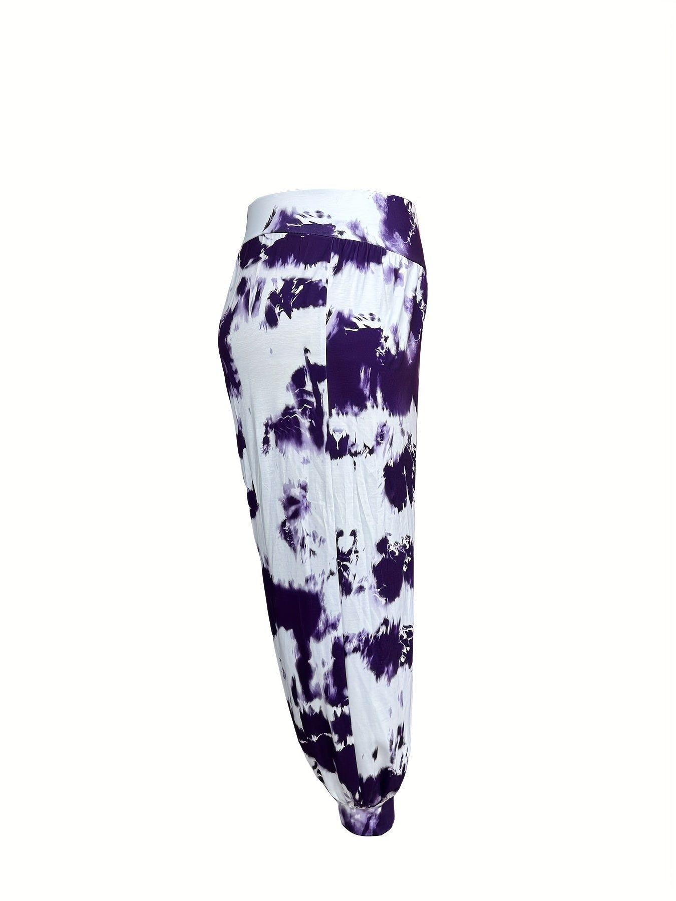 Pantalones joggers de talla grande con estampado tie dye, pantalones casual de cintura elástica para primavera y verano, mujer