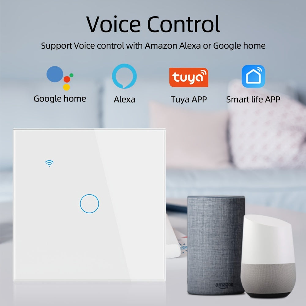 WiFi Smart Light Switch Single Pole Voice Control Compatible with Alexa and Google Assistant