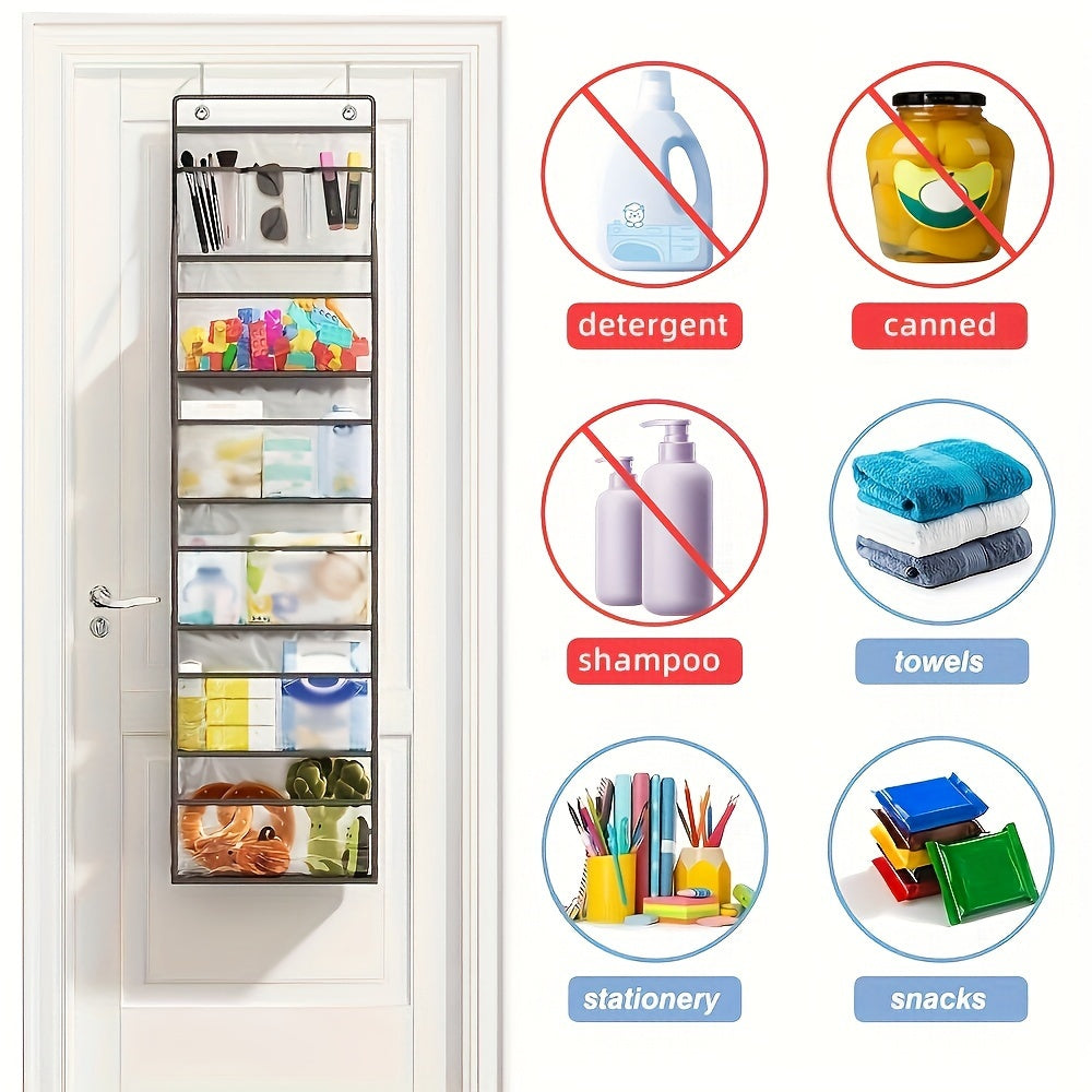 Hanging Organizer with 6 Tiers Transparent Pockets Foldable Fabric for Bedroom Bathroom Kitchen RV