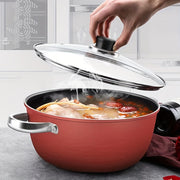 Durable Enameled Cast Iron Soup Pot Non-Stick Coating High Temp Suitable for Home and Commercial Kitchens