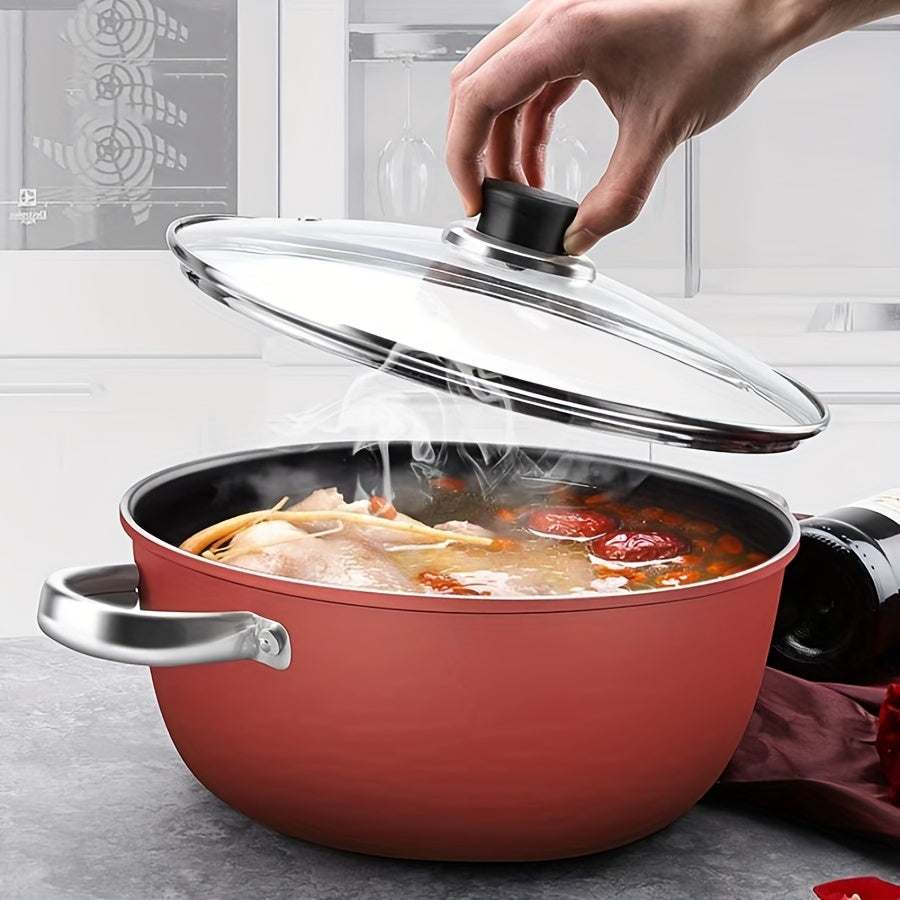 Durable Enameled Cast Iron Soup Pot Non-Stick Coating High Temp Suitable for Home and Commercial Kitchens