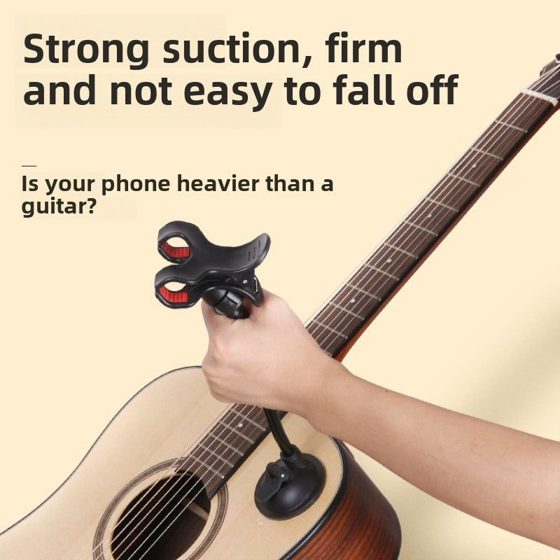 Adjustable Black ABS Guitar Phone Stand for Live Streaming Learning Hands-Free Play