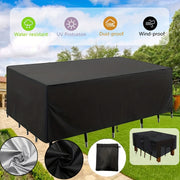 Heavy-Duty Waterproof Patio Furniture Cover Black Nylon Woven Drawstring All-Season