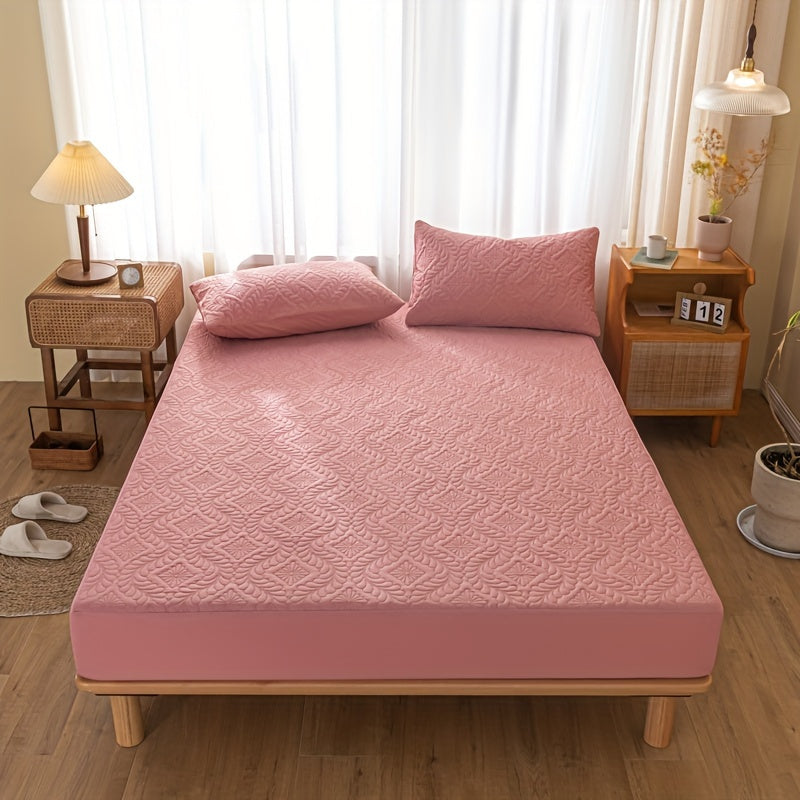 Juego de sábanas ajustadas con diseño de color sólido y resistente al agua, con fundas de almohada de 12 pulgadas de bolsillo profundo incluidas