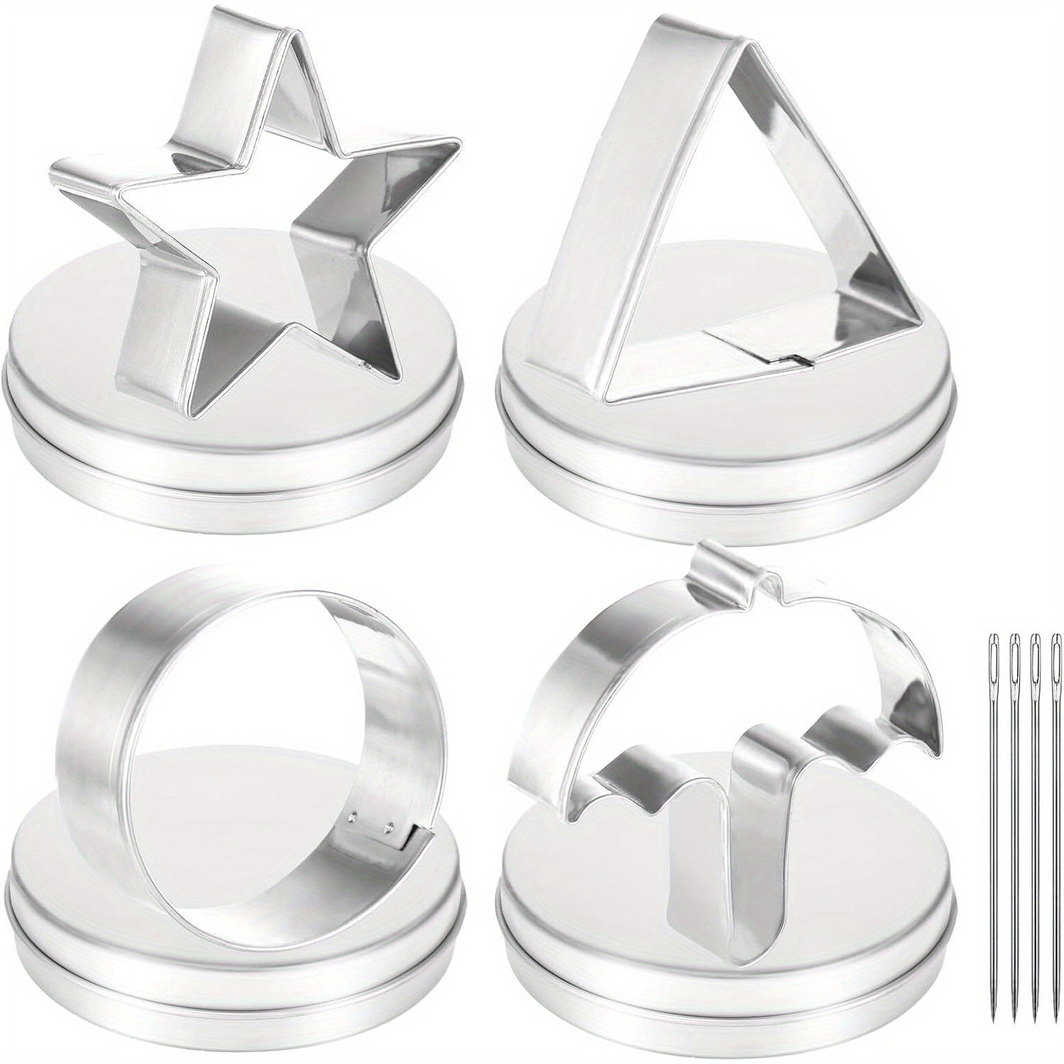 Stainless Steel Cookie Cutter Set with 4 Shapes Including Star Umbrella Triangle and Circle for Baking and Cake Decorating