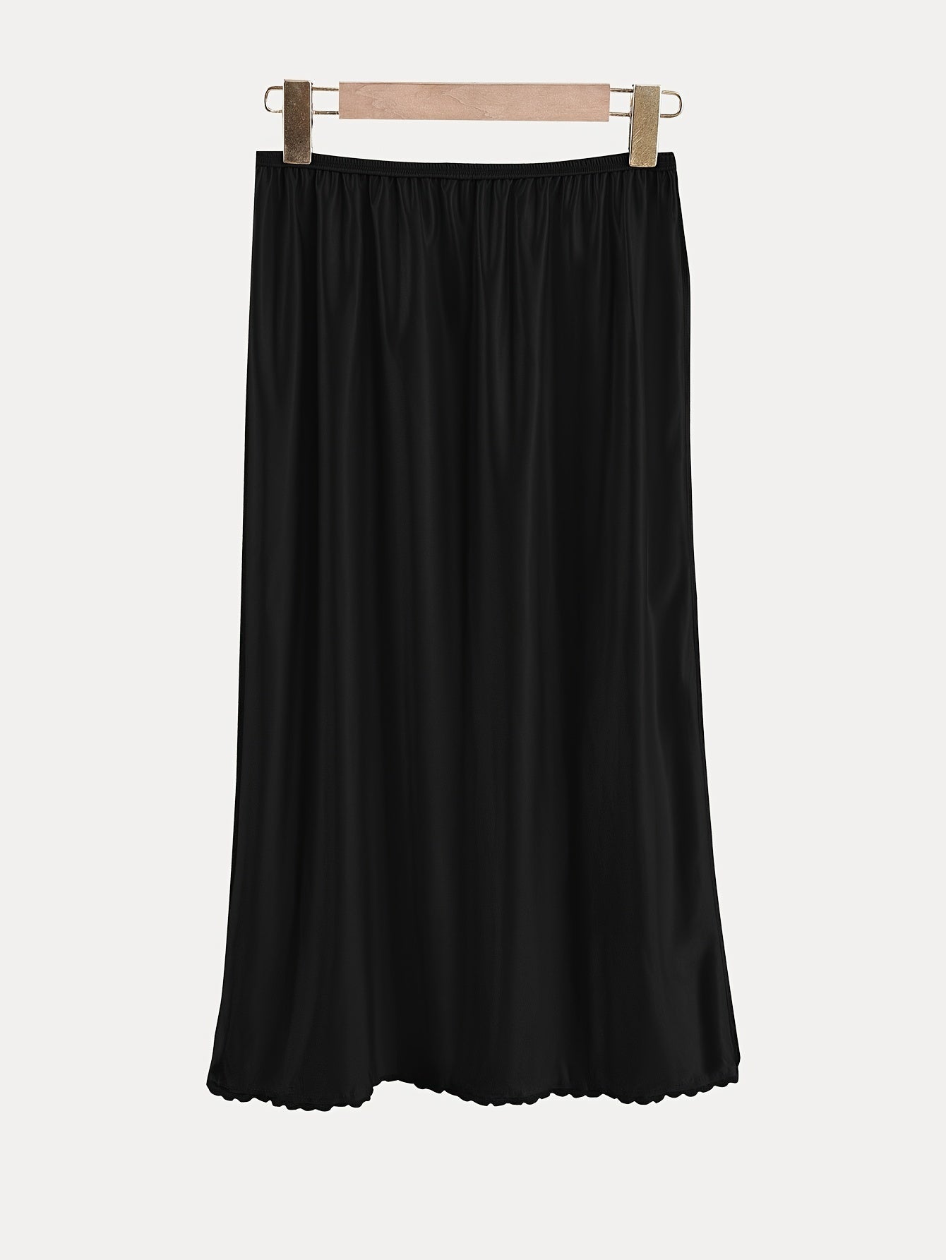 Falda de encaje con parche de longitud media para mujer, falda casual antitransparente