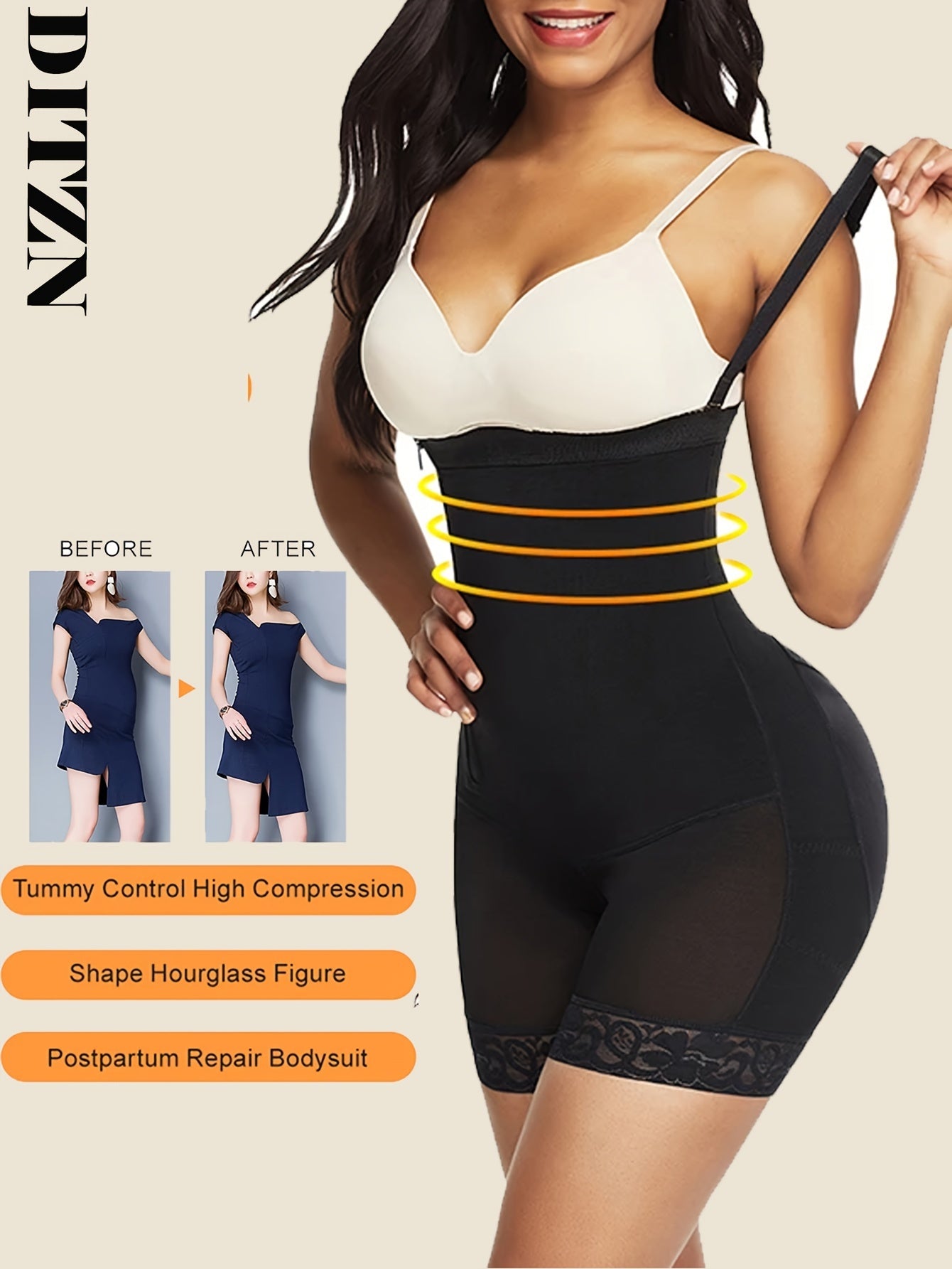 High-Waist Shaping Shorts with Lace Trim Tummy Control Butt Lifting Breathable Fabric