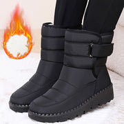 Women's Mid Heel Snow Boots Water-Resistant Fabric All-Season Sizes 36-43