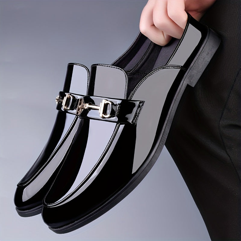 Men's Leather Loafers Slip-On Solid Color Round Toe Business Wedding Party Shoes