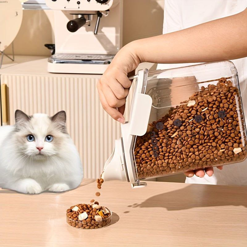 Контейнер для хранения корма для животных с весами, влагонепроницаемый пластик с мерным стаканом