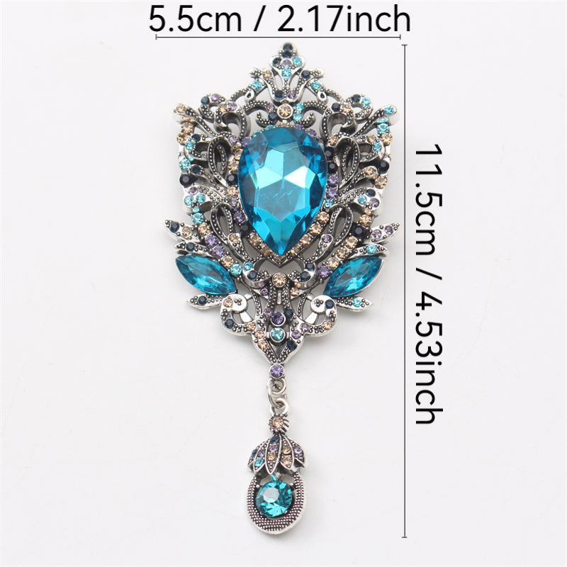 Enamel Irregular Flower Shaped Rhinestone Brooch for Women Stylish Pin Jewelry Gift