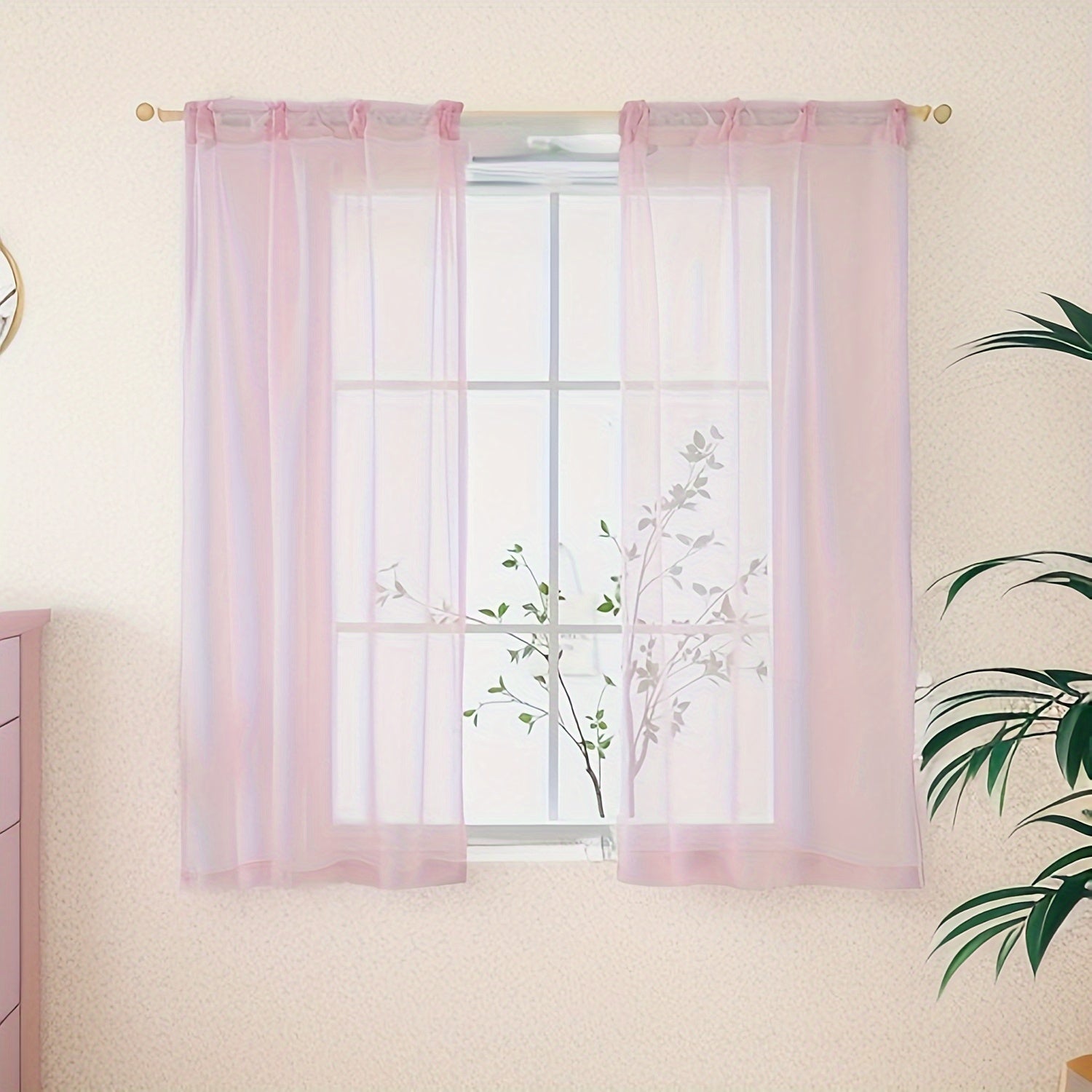 Sheer Curtain Panels with Rod Pocket for Bedroom Living Room Office Kitchen