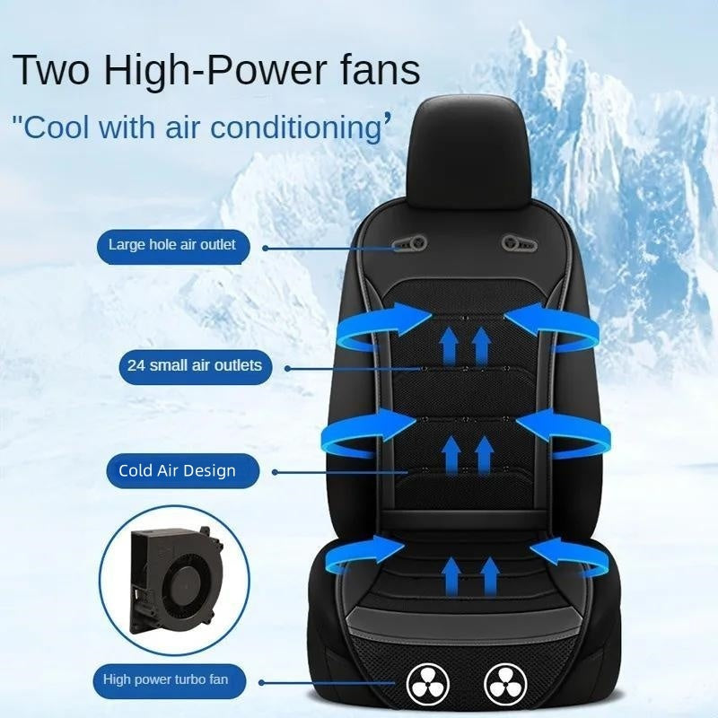 Универсальная подушка для автомобильного сиденья с дышащей искусственной кожей, охлаждающая подкладка с двумя вентиляторами