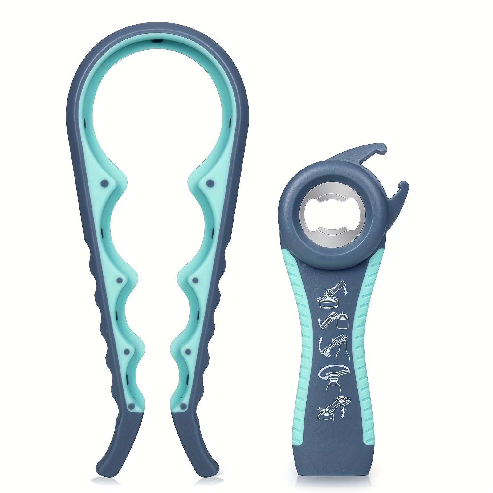 Multifunctional 5-in-1 Jar Bottle Can Opener Set Rubber Grip Kitchen Tool