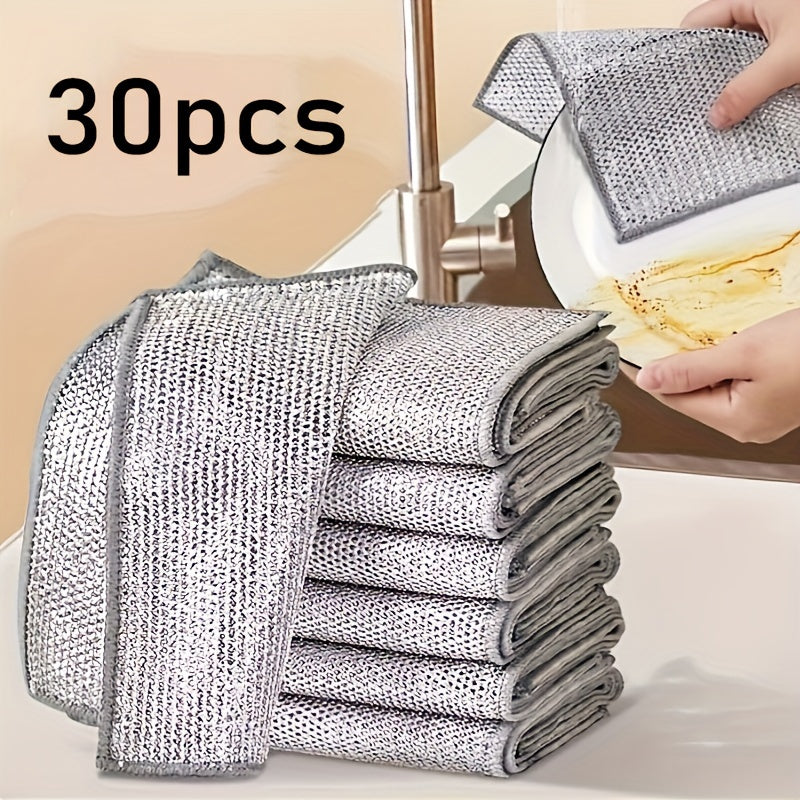 Set of 30 Gray PET Cleaning Cloths for Pots and Stoves Hand Wash Only