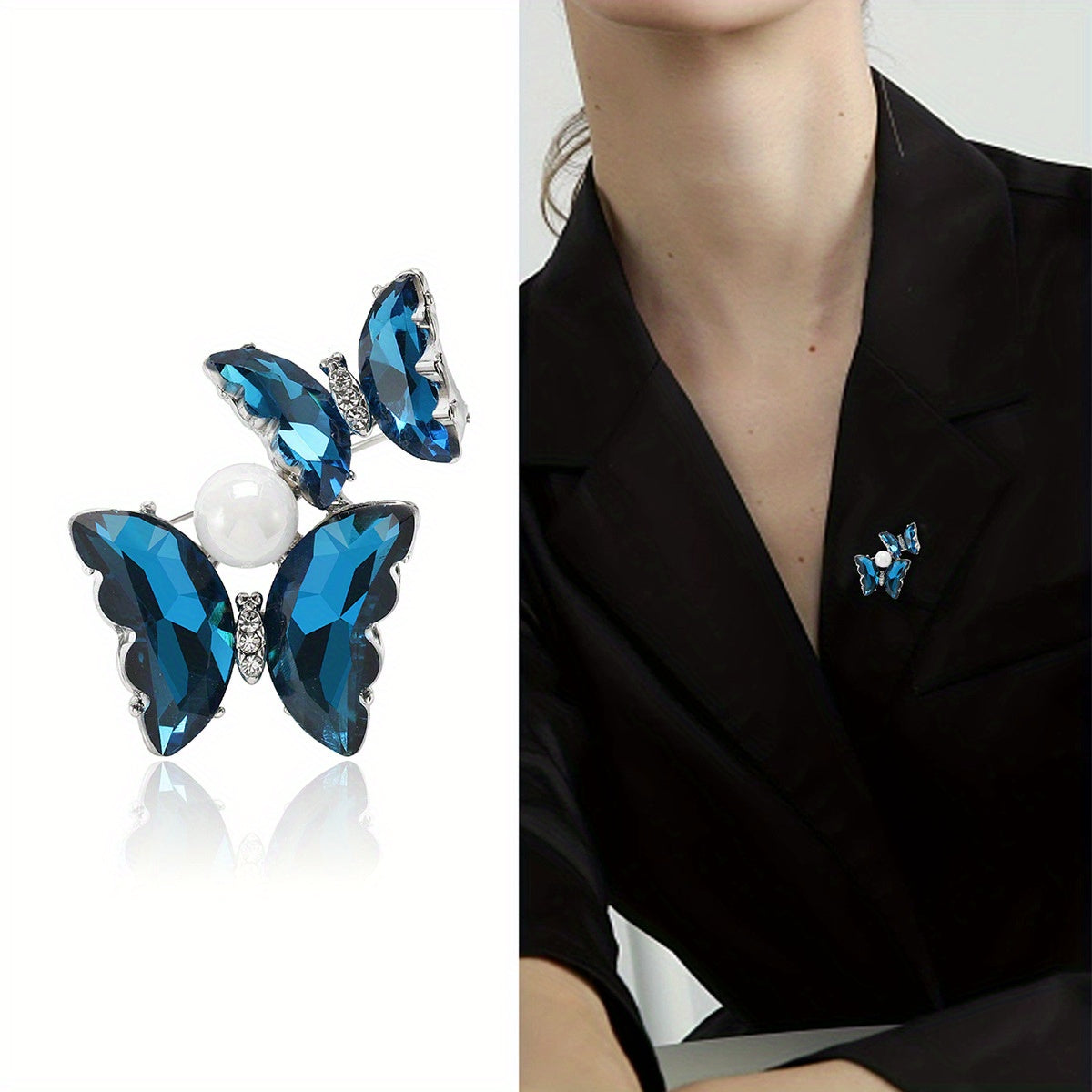 Gradient Butterfly Brooch Rhinestone Pin for Suits Jackets Elegant Accessory