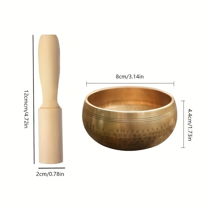 Hand-Hammered Copper Tibetan Singing Bowl Set for Meditation Healing Relaxation