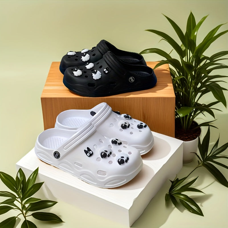 Women's Breathable Lightweight EVA Garden Clogs with Animal Print and Charms