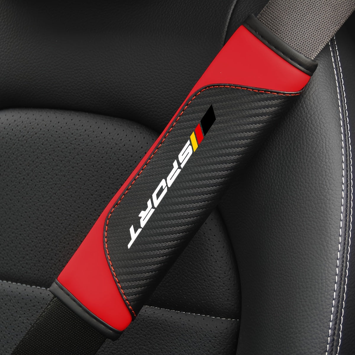 2-Pack Carbon Fiber Seat Belt Pad Covers Universal Leather Shoulder Cushions