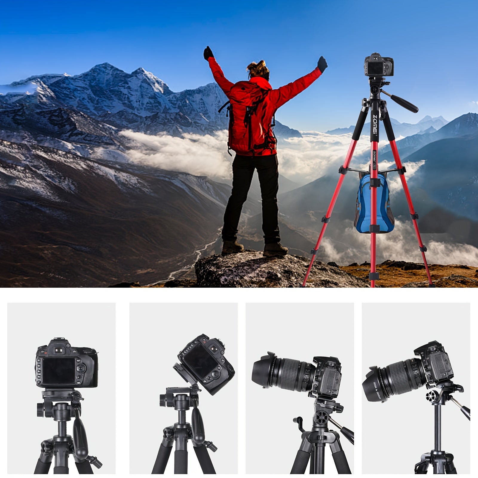 139.7cm Aluminum Heavy Duty Camera Tripod for SLR DSLR and Mobile Phones