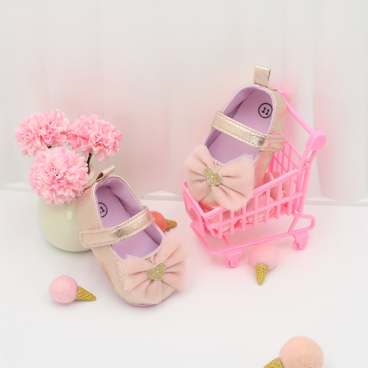 Kichkina qizlar uchun kanvas Mary Jane poyabzal, bog'lamli bog'lam bilan, engil tekis tagli, bahor va kuz uchun