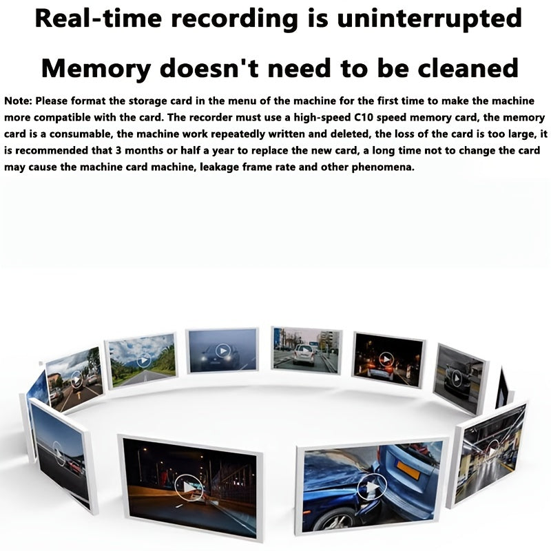 HD Dual Dash Cam 1080P Front 480P Rear Night Vision Ultra-Thin Wide-Angle