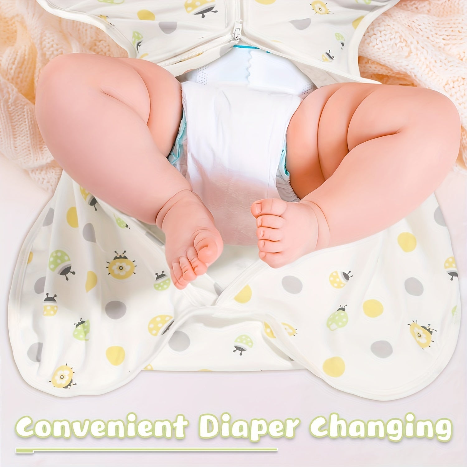 Set of Cotton Swaddle Blankets for Newborns All-Season Sleep Sacks with Zipper Closure