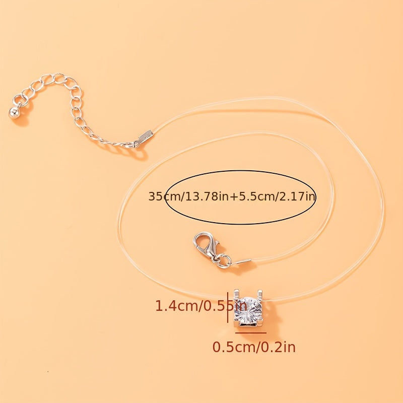 Женское ожерелье-подвеска с имитацией в форме сердца и прозрачной цепочкой из рыболовной лески