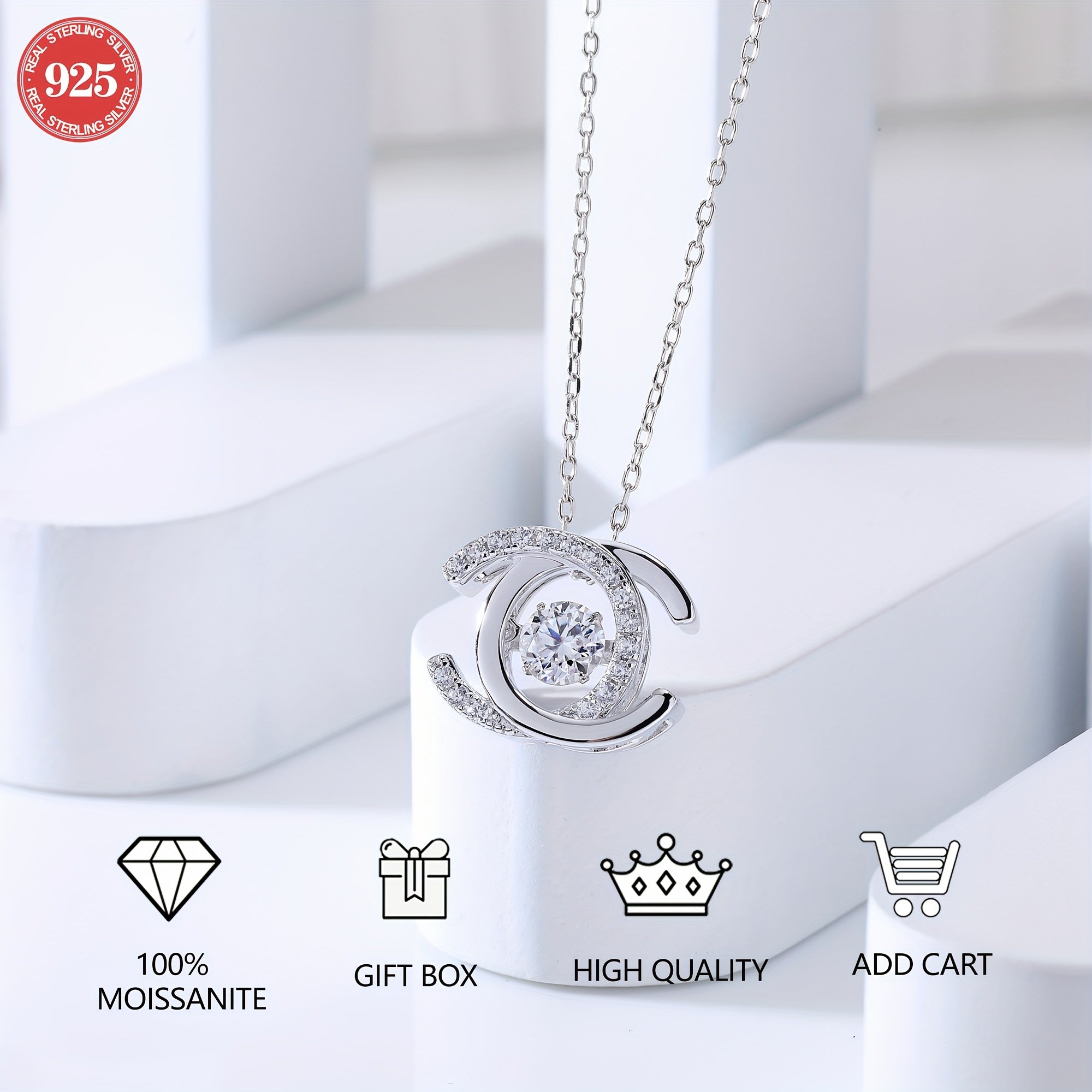 0.5ct Moissanite Pendant Necklace in Silver S925 with GRA Certificate