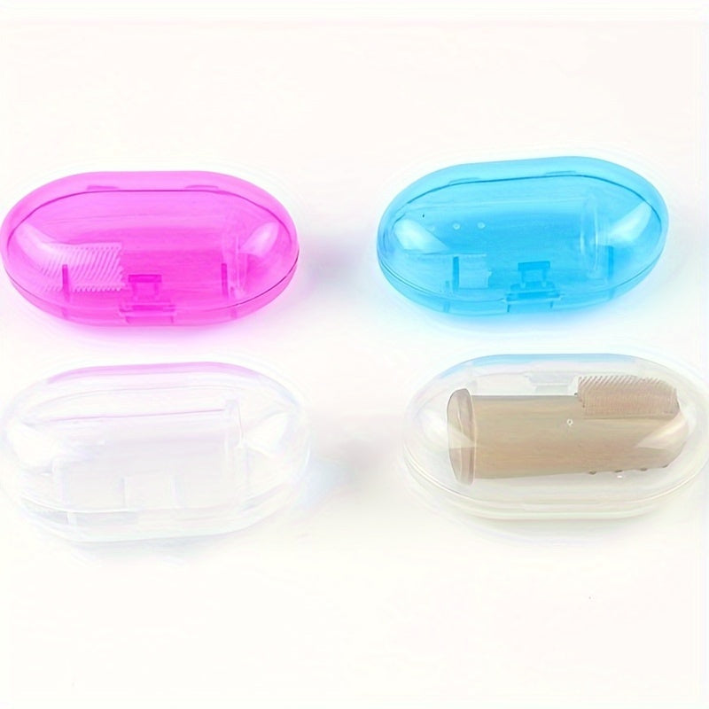 Kichkina silikondan tayyorlangan barmoqli tish choʻpchalari, chaqaloqlar va bolalar uchun, pushti, koʻk, shaffof