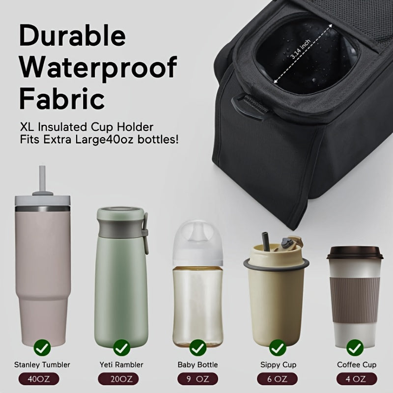 Universal Stroller Organizer with 2 Cup Holders Removable Pockets and Adjustable Straps